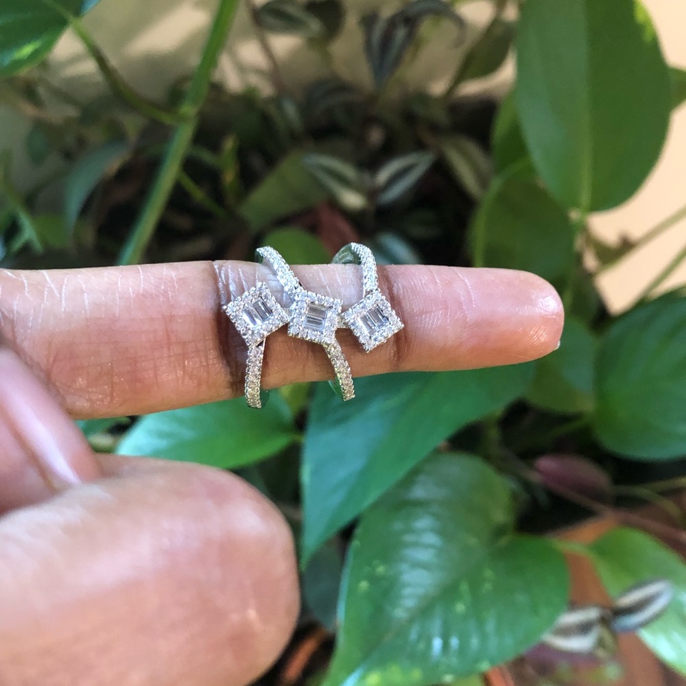 925 silver stamped size 7 geometric bridal ring - Picture 7 of 12